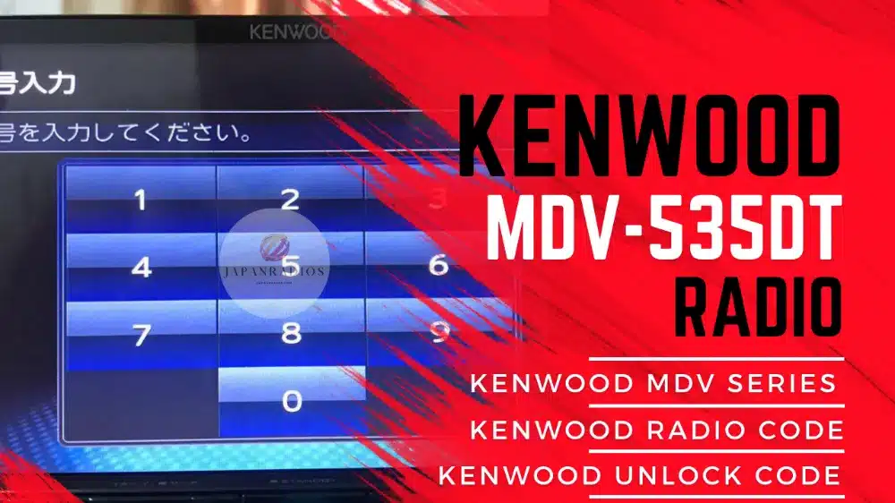 Kenwood Japanese car radio showing security code lock screen